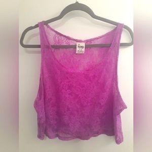 Pink Victoria's Secret mesh crop top size medium gently used in good condition